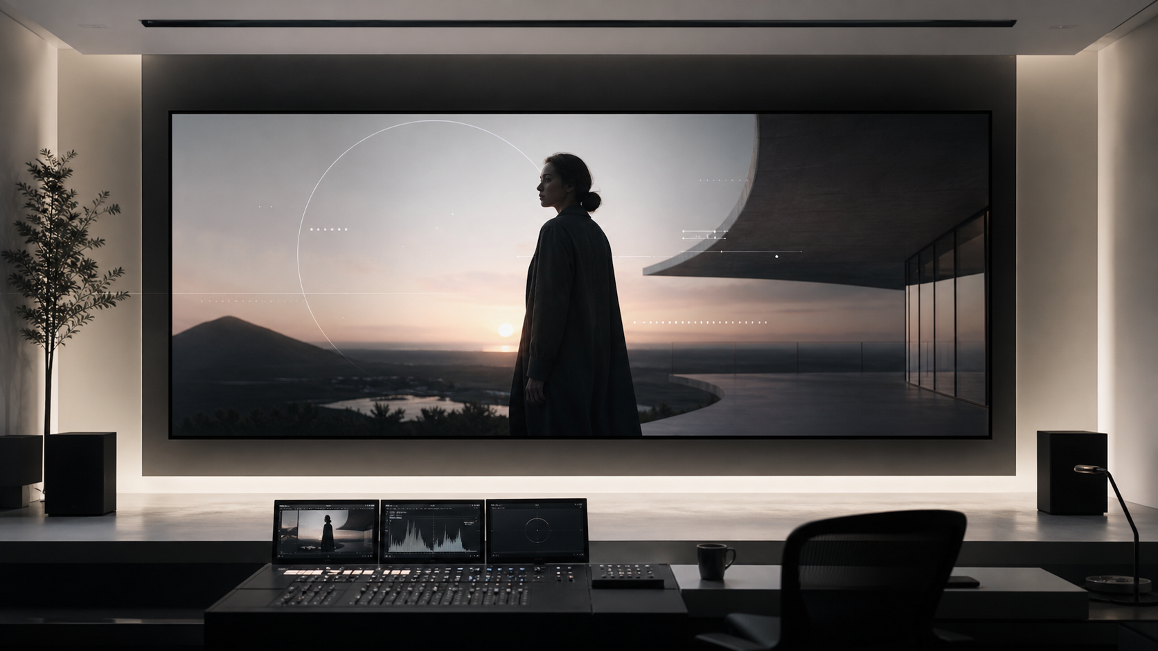 Large cinematic showreel presentation screen